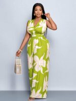 Plus Size Spring And Summer Fashion, Elegant And Sexy, Valentine's Day, Wedding Season Party, Music Festival, Beach, Seaside Vacation, Romantic Date, Halter Neck Tie, Cross Waist Tie