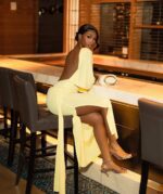 Euro-American style women's backless sexy pleated loose body-hugging dress with a , tie-up, split long dress and wide cuffs - Image 4