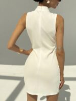 Women Sexy Mini Dress Summer Solid Color Fashion Hollow Out Sleeveless Bodycon Party Dresses Casual Elegant - Image 7