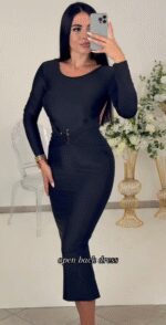 Women's Elegant Slim-Fit Long Dress, Simple & Chic Design, Suitable For Summer - Image 3