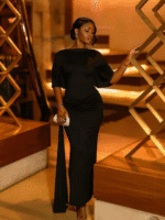 Euro-American style women's backless sexy pleated loose body-hugging dress with a , tie-up, split long dress and wide cuffs - Image 7