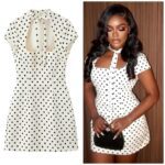 Retro Polka Dot Mini Dress | Tie Neck Cutout Bodycon Short Sleeve Party Dress