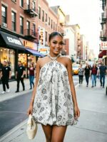Elegant Halter Balloon Dress - Floral & Solid Sleeveless Loose Flowy Mini Dress for Women - Image 2