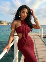 Sexy Halter Neck Cutout Maxi Dress - Bodycon for Date Night & Resort Wear - Image 2