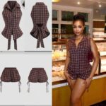 Women Vintage Plaid Halter Collared Two‑Piece Set, Sleeveless Tie‑Waist Shirt & Drawstring Shorts, Casual Street Daily Outfit