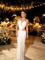 Luxury Halter Cutout Metal Trim Gown, Draped Ruched Floor‑Length Vacation Maxi Dress - Image 5