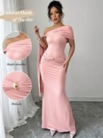 Women Cold Shoulder Split Back Twist Decor Dress（No stock available, orders welcome） - Image 2