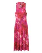 Sleeveless High Neck Pink Printed Maxi Dress – Silky Elegant Evening Party Cocktail Dress For Women（No stock available, orders welcome） - Image 3