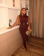 Women's Elegant Slim-Fit Long Dress, Simple & Chic Design, Suitable For Summer