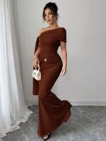 Women Cold Shoulder Split Back Twist Decor Dress（No stock available, orders welcome） - Image 3