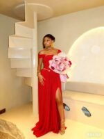 Euro-American Style Export Elegant Women's Metal Ring Solid Color Split Long Dress Design Evening Long Gown - Image 5