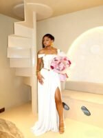 Euro-American Style Export Elegant Women's Metal Ring Solid Color Split Long Dress Design Evening Long Gown - Image 4