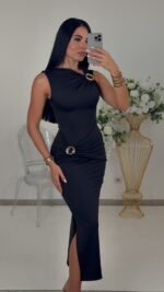 French Retro One-Shoulder Long Dress: Waist-Cinched Ruffled Design, Niche Elegant Bodycon Maxi Skirt - Image 2