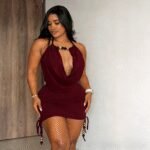 Resort-Style Pearl-Decorated Halter Dress - Lemon Yellow Deep V Bodycon Mini Dress, Slim-Fitting Figure-Flattering Y2K Dress - Image 4