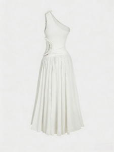 Elegant Asymmetric Neckline Gown with 3D Floral Embellishments | Formal Event Maxi Dress - Image 10