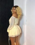 French Gentle Halter Off-Shoulder Sheer Long-Sleeve Multi-Layer Tulle Mini Skirt, Sweet-Spicy Temperament Short Skirt - Image 3