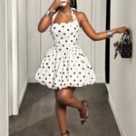 French Retro Polka Dot Halter Dress - Summer Waist-Cinching Slim-Fit Puff Mini Skirt