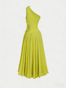 Elegant Asymmetric Neckline Gown with 3D Floral Embellishments | Formal Event Maxi Dress - Image 7