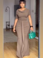 Elegant Ruched Waist Mermaid Dress - High-end Slim-fit Maxi Dress