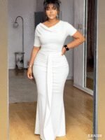 Elegant Ruched Waist Mermaid Dress - High-end Slim-fit Maxi Dress - Image 4