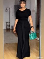 Elegant Ruched Waist Mermaid Dress - High-end Slim-fit Maxi Dress - Image 3