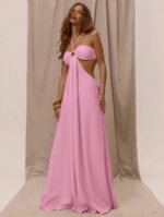 Elegant White Halter Cutout Jumpsuit - Flowy Wide Leg & Backless Design for Date Night & Formal Events - Image 4