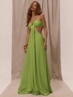 Elegant White Halter Cutout Jumpsuit - Flowy Wide Leg & Backless Design for Date Night & Formal Events - Image 3