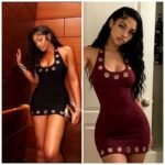 Y2K Hot Girl Metal Ring Grommet Halter Dress Sexy Low Cut Bodycon Mini Club Dress For Night Out
