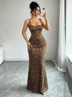 Corset Waist Ruched Bodycon Mermaid Evening Maxi Dress, Elegant Slim Sleeveless Banquet Dress